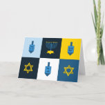 colorblock hebrew hanukkah holiday card<br><div class="desc">"colorblock hebrew hanukkah ", "hanukkah menorah", "happy hanukkah", channuka, channukah, hannukah, Hanukkah, "star of david", "dreidel champion", "ugly hanukkah"</div>