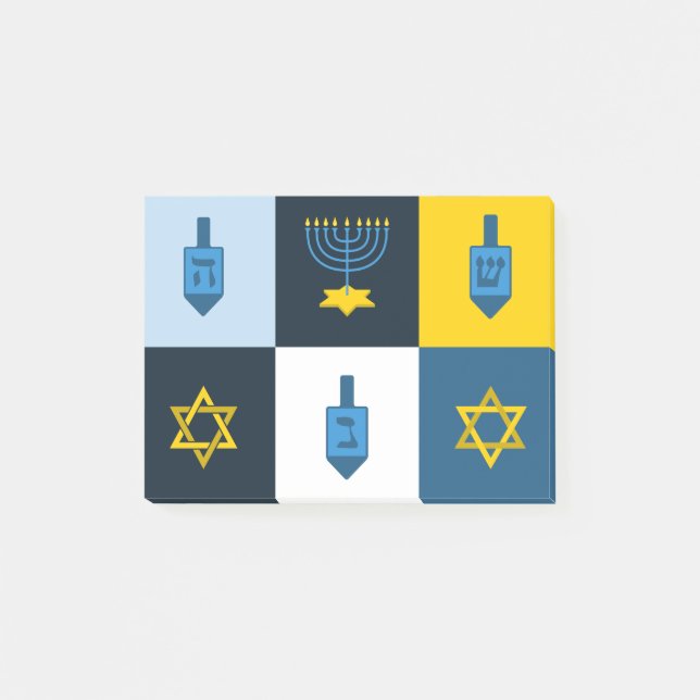 colorblock hebrew hanukkah post-it notes (Front)