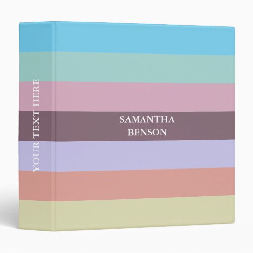 Colorblock Horizontal Stripe 3 Ring Binder