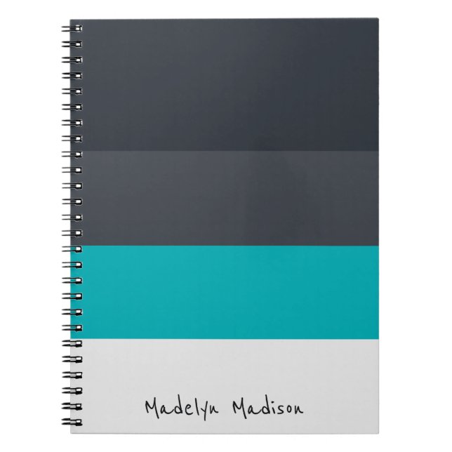 Colorblock Horizontal Stripe Black & Gray Notebook (Front)