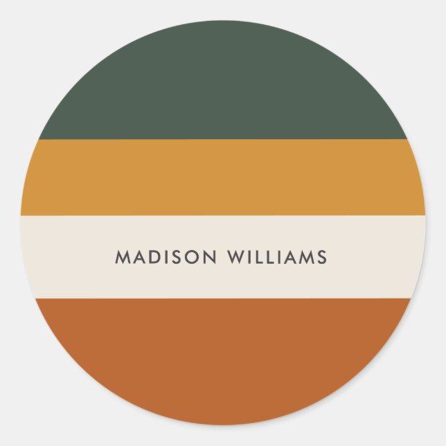 Colorblock Horizontal Stripe  Classic Round Sticke Sticker (Front)