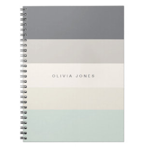Colorblock Horizontal Stripe Gray & Beige Monogram Notebook