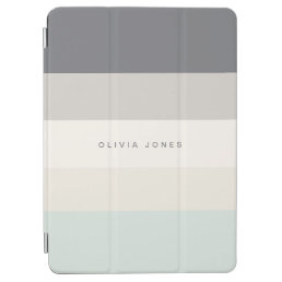 Colorblock Horizontal Stripe Grey &amp; Beige Monogram iPad Air Cover