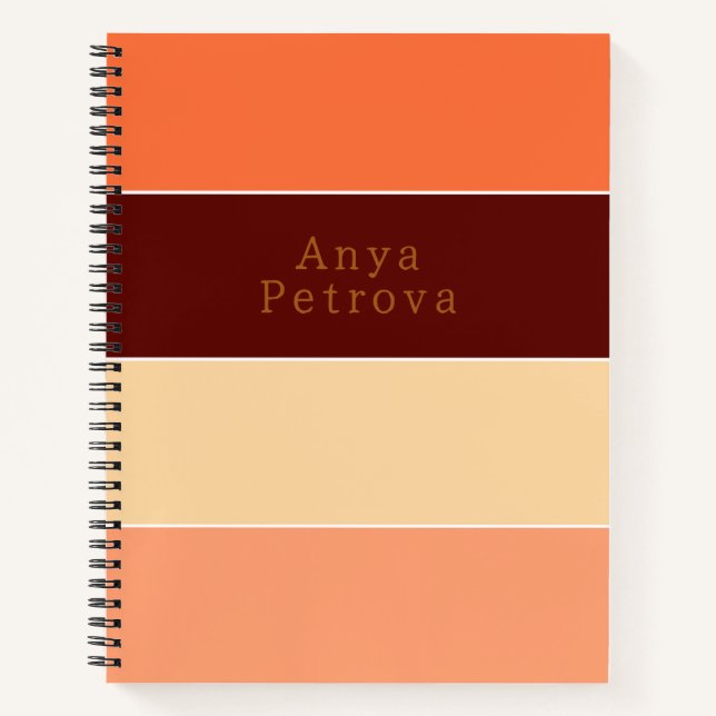 Colorblock Horizontal Stripe Orange & Peach Notebook (Front)