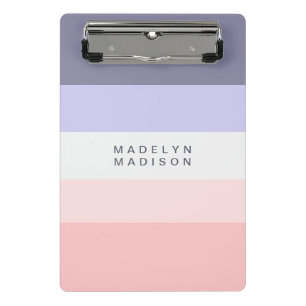 Colorblock Horizontal Stripe Peach & Purple Mini Clipboard