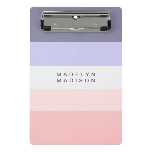 Colorblock Horizontal Stripe Peach  Purple  Mini Clipboard