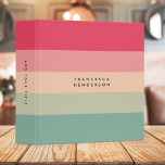 Colorblock Horizontal Stripe Pink & Green Monogram 3 Ring Binder<br><div class="desc">A stylish colorblock binder with 5 horizontal stripes in shades of pink,  peach and green in a modern mininmalist design style. The text can easily be customized with your name or title for the perfectly personalized gift or accessory.</div>