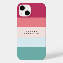 Colorblock Horizontal Stripe Pink & Green Monogram