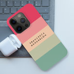 Colorblock Horizontal Stripe Pink & Green Monogram iPhone 15 Pro Case<br><div class="desc">A stylish colorblock iphone case with 5 horizontal stripes in shades of pink,  peach and green in a modern mininmalist design style. The text can easily be customized with your name or title for the perfectly personalized gift or accessory.</div>