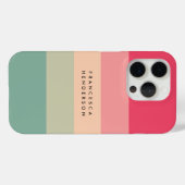 Colorblock Horizontal Stripe Pink & Green Monogram Case-Mate iPhone Case (Back (Horizontal))