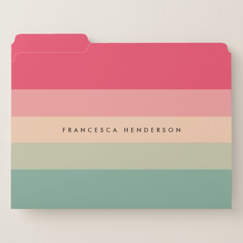 Colorblock Horizontal Stripe Pink  Green Monogram File Folder