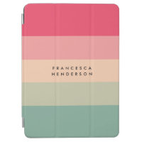 Colorblock Horizontal Stripe Pink & Green Monogram iPad Air Cover