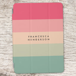 Colorblock Horizontal Stripe Pink &amp; Green Monogram iPad Air Cover