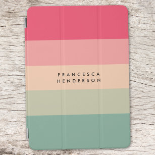 Colorblock Horizontal Stripe Pink & Green Monogram iPad Pro Cover