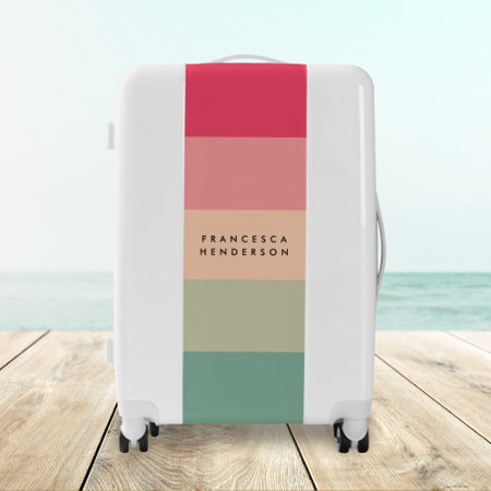 Colorblock Horizontal Stripe Pink & Green Monogram Luggage