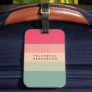Colorblock Horizontal Stripe Pink & Green Monogram Luggage Tag