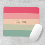 Colorblock Horizontal Stripe Pink & Green Monogram Mouse Pad<br><div class="desc">A stylish colorblock mousepad with 5 horizontal stripes in shades of pink,  peach and green in a modern mininmalist design style. The text can easily be customized with your name or title for the perfectly personalized gift or accessory.</div>