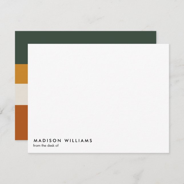Colorblock Horizontal Stripe Trendy Modern  Note Card (Front/Back)