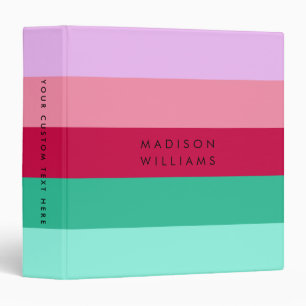 Colorblock Horizontal Stripe Viva Magenta Spring 3 Ring Binder