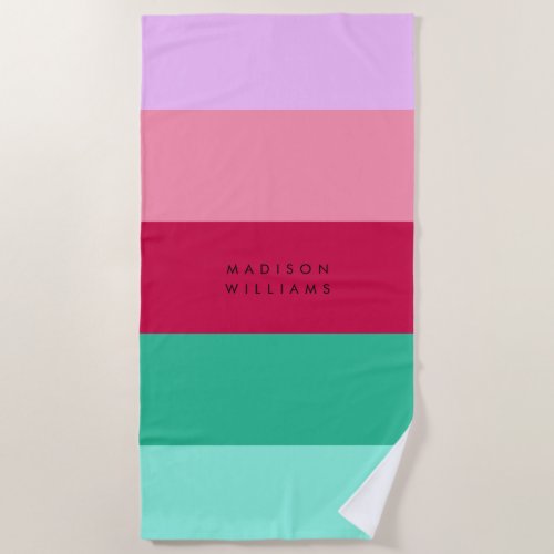 Colorblock Horizontal Stripe Viva Magenta Spring Beach Towel