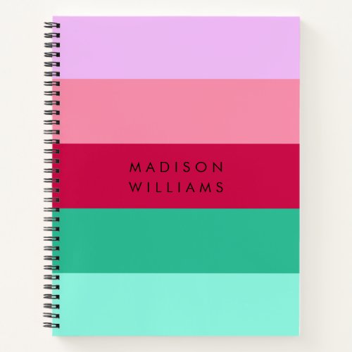 Colorblock Horizontal Stripe Viva Magenta Spring  Notebook