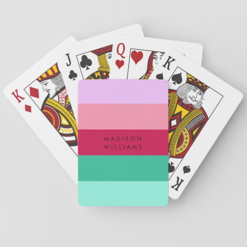 Colorblock Horizontal Stripe Viva Magenta Spring Playing Cards