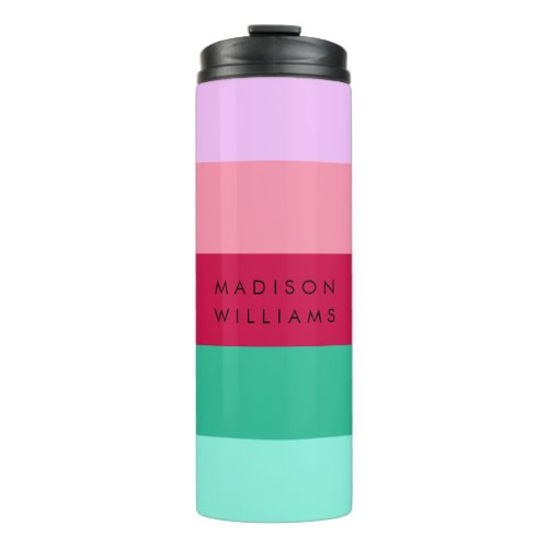 Colorblock Horizontal Stripe Viva Magenta Spring Thermal Tumbler