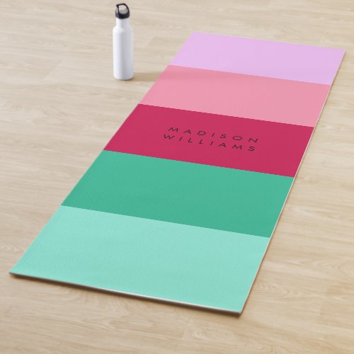 Colorblock Horizontal Stripe Viva Magenta Spring Yoga Mat