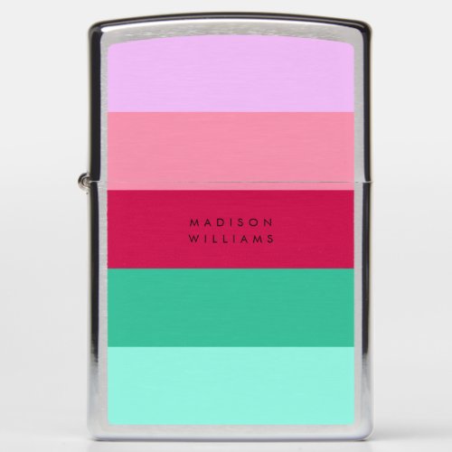 Colorblock Horizontal Stripe Viva Magenta Spring Zippo Lighter