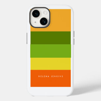 Colorblock Horizontal Striped Colorful Monogram iPhone 14 Case
