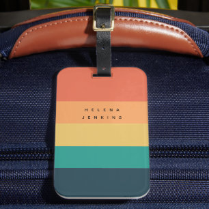Colorblock Horizontal Striped Colorful Monogram Luggage Tag