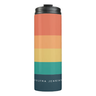 Colorblock Horizontal Striped Colorful Monogram Thermal Tumbler