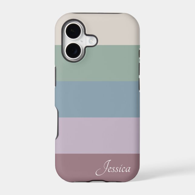Colorblock Horizontal Stripes Monogram Iphone Case (Back)