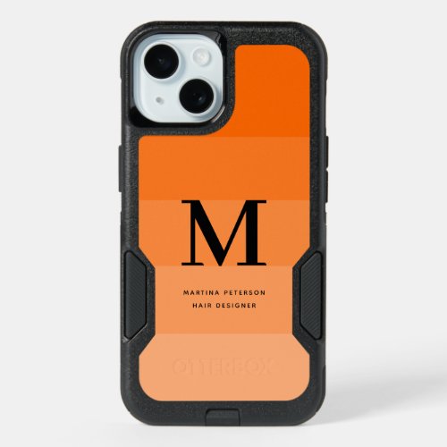 Colorblock Horizontal Stripes Orange Monogram iPhone 15 Case