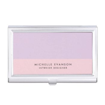 Colorblock Pastel Lavender Purple And Pink Simple Business Card Case by whimsydesigns at Zazzle