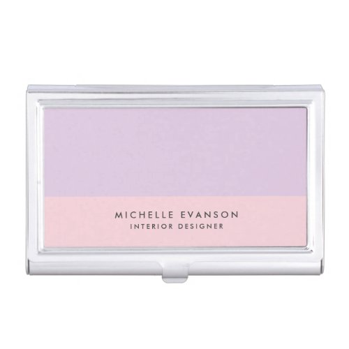 Colorblock Pastel Lavender Purple and Pink Simple Business Card Case