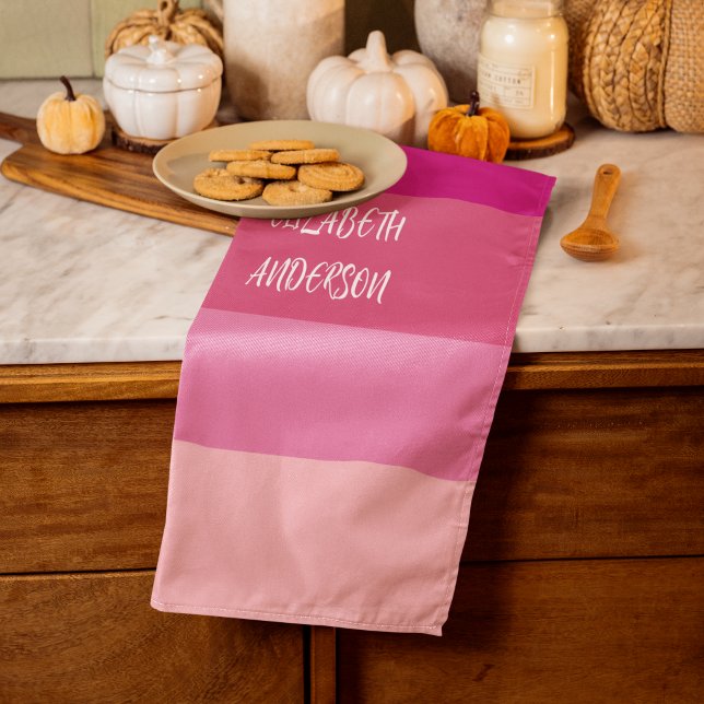 Colorblock Pink Horizontal Stripe Kitchen Towel (Creator Uploaded)