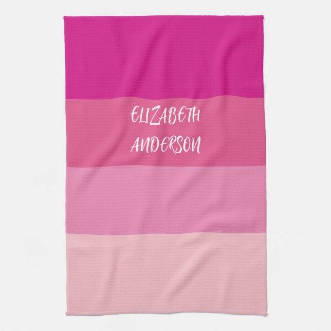 Colorblock Pink Horizontal Stripe Kitchen Towel (Vertical)