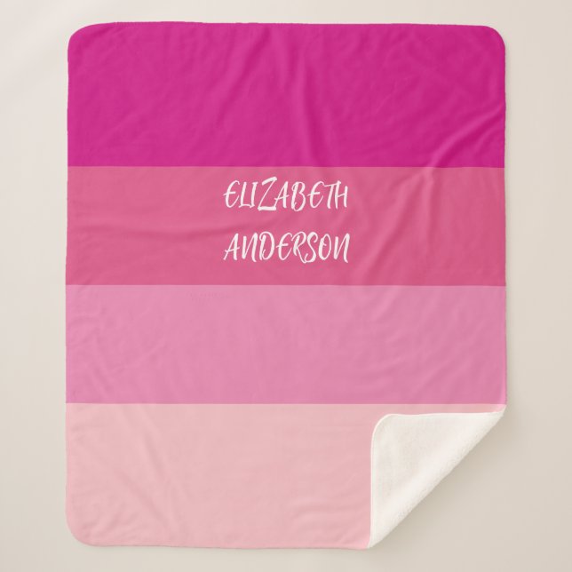 Colorblock Pink Horizontal Stripe Sherpa Blanket (Front)