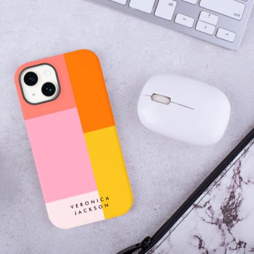 Colorblock Pink Orange Yellow Minimalist Case_Mate iPhone 14 Case