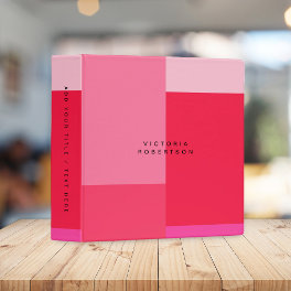 Colorblock Pink & Red Modern Monogram 3 Ring Binder