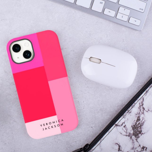 Colorblock Pink & Red Monogram Case-Mate iPhone Case (Creator Uploaded)