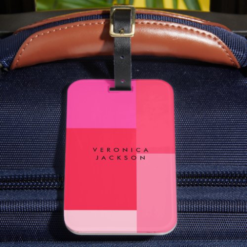 Colorblock Pink  Red Monogram Luggage Tag
