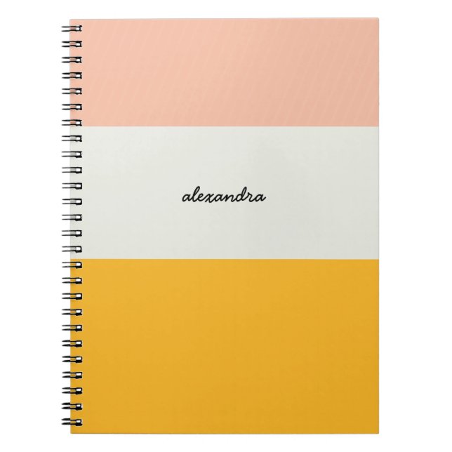 Colorblock Pink Yellow Ivory Spiral Notebook (Front)