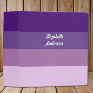 Colorblock Purple Horizontal Stripe 3 Ring Binder