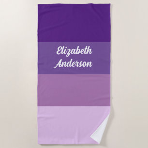 Colorblock Purple Horizontal Stripe Beach Towel