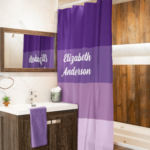Colorblock Purple Horizontal Stripe Shower Curtain