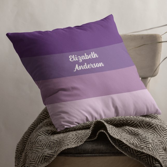 Colorblock Purple Horizontal Stripe Throw Pillow (Creator Uploaded)