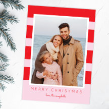 Colorblock Stripes Christmas Photo card