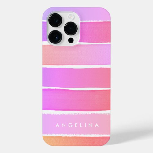 Colorblock Stripes Pink  Pastels Monogram iPhone 14 Pro Max Case